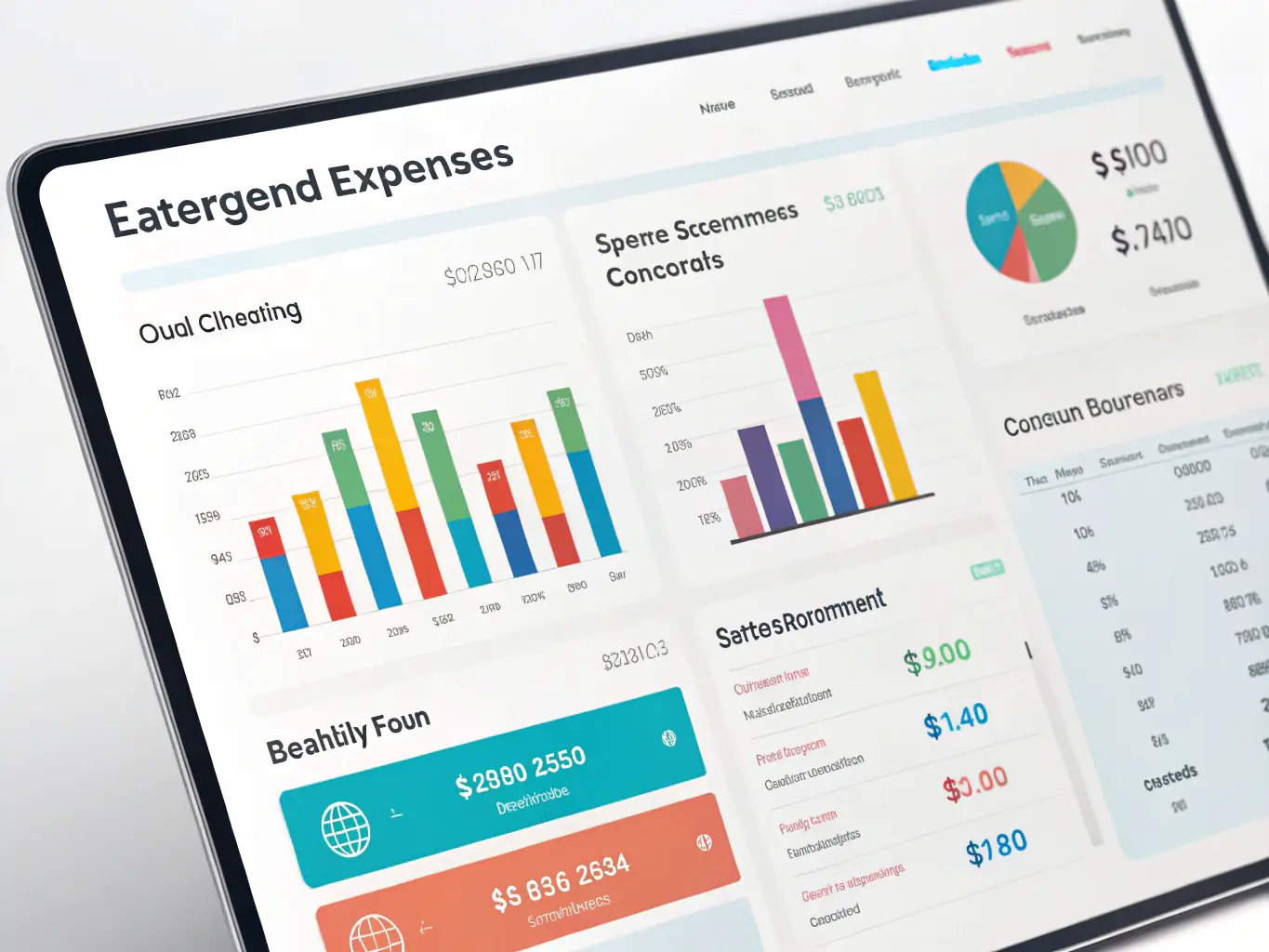 A digital interface displaying real-time expense tracking for a school's budget, with clear charts and graphs illustrating spending across different categories.